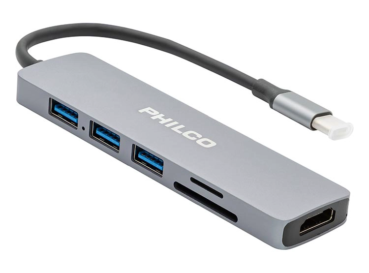 ADAPTADOR HUB USB-C MULTIPUERTOS PHILCO 6 EN 1 - 1