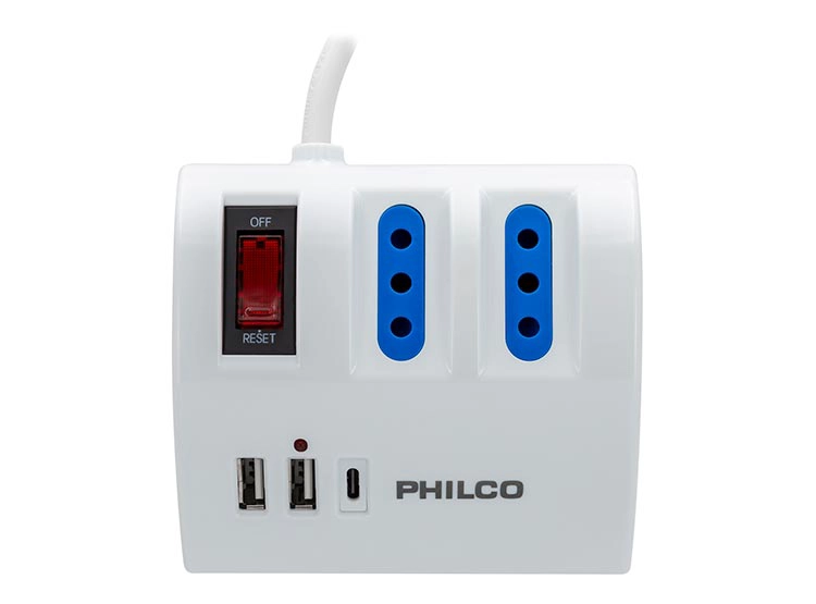 ADAPTADOR TIPO C 6 PUERTOS PHILCO ALARGADOR ESCRITORIO AC/USB - 4