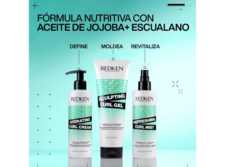 CREMA PARA PEINAR RIZO CABELLO RIZADO HIDRATACIÓN Y DEFINICIÓN TOTAL HYBRID CURLS 250ML REDKEN - 6