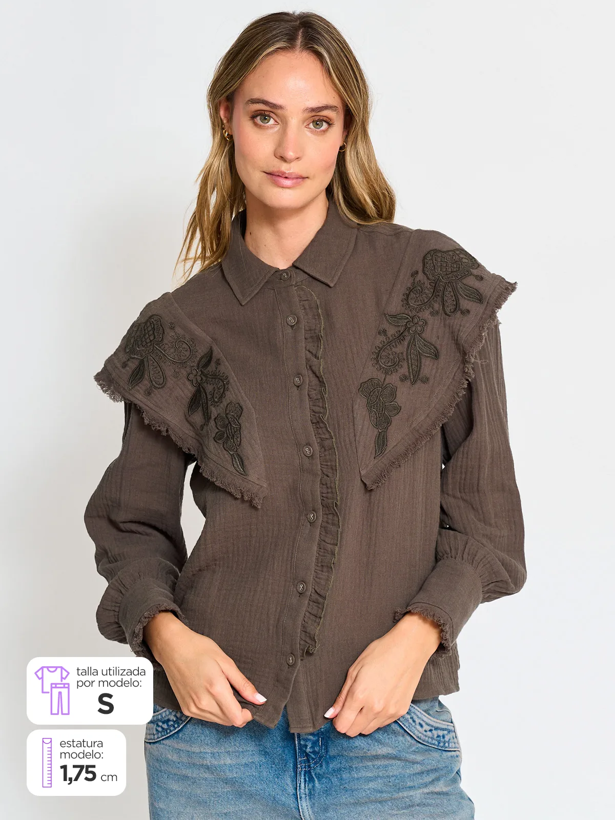 BLUSA MANGA LARGA ALGODÓN MUJER MARQUIS ROMÁNTICA - 2
