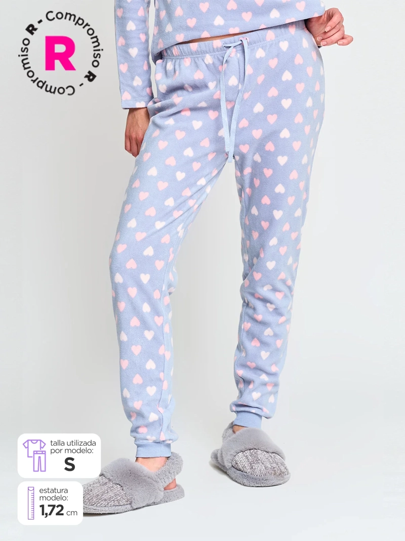 PANTALÓN PIJAMA POLAR MUJER INDEX CORAZONES - 1