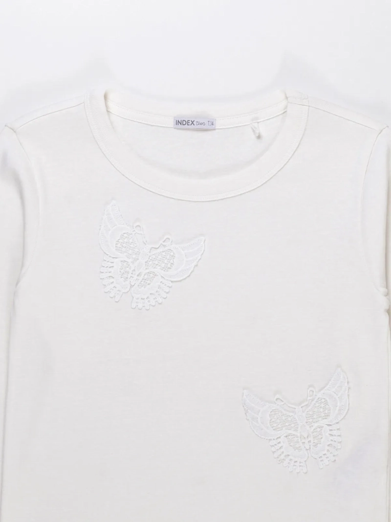 POLERA MANGA LARGA ALGODÓN NIÑA INDEX CRUDO PARCHE MARIPOSA - 3
