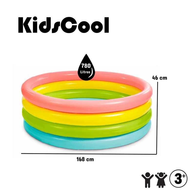 PISCINA INFLABLE KIDSCOOL 46 X 168 X 168 CM FLUOR - 5