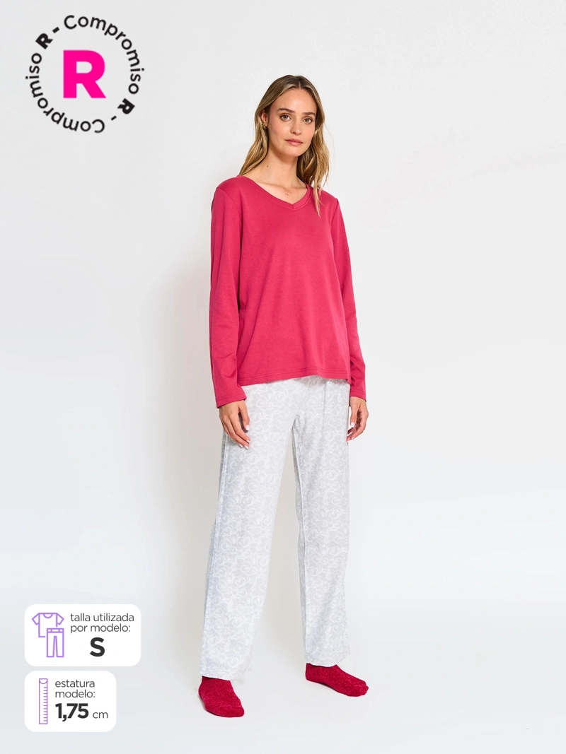 PIJAMA MANGA LARGA TOBILLERA MUJER AZIZ MOKA - 1