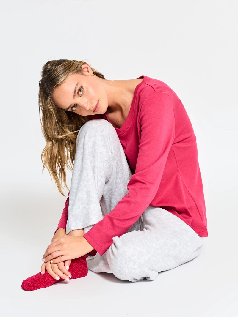 PIJAMA MANGA LARGA TOBILLERA MUJER AZIZ MOKA - 3