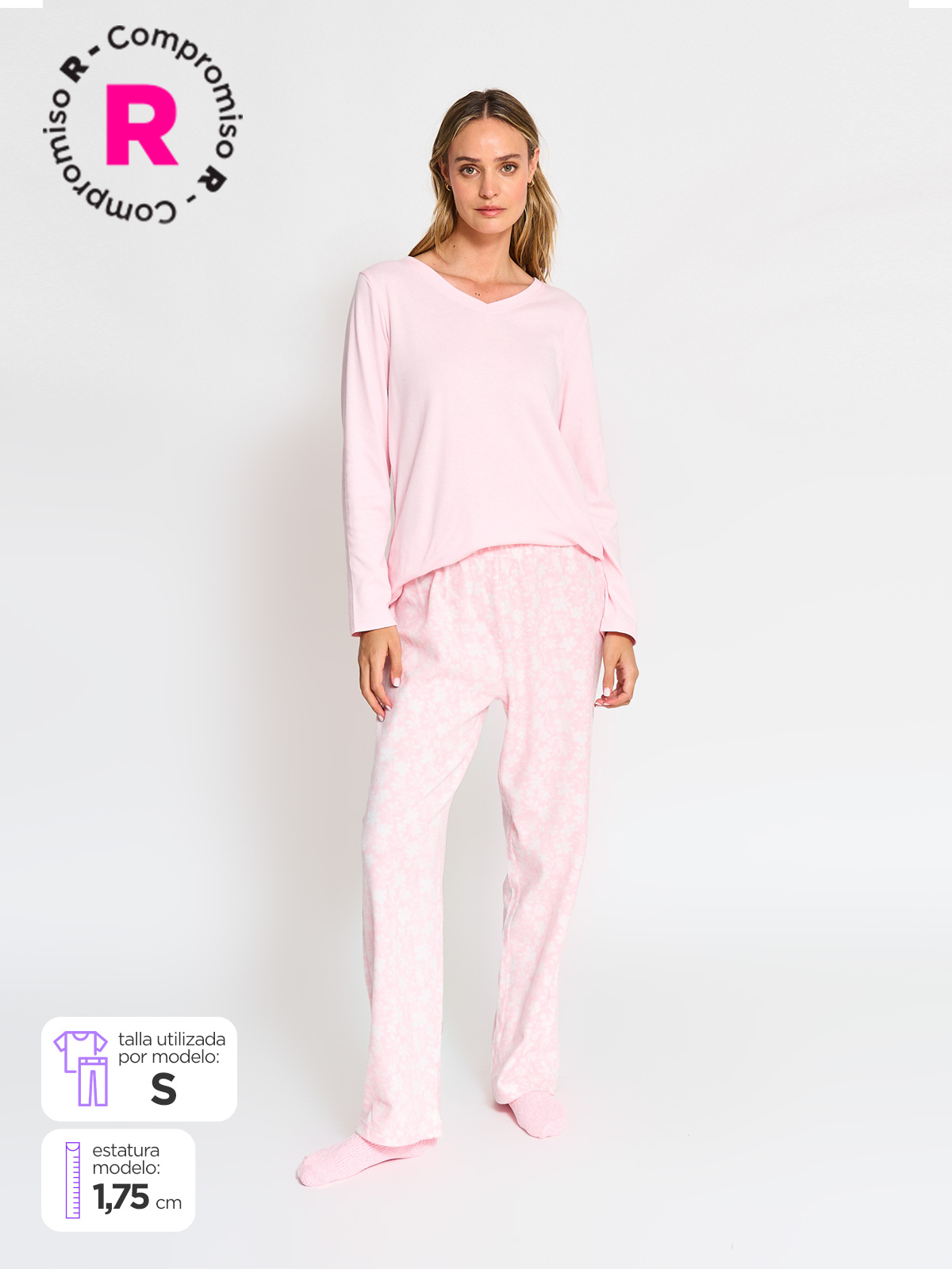 PIJAMA MANGA LARGA TOBILLERA MUJER AZIZ MOKA