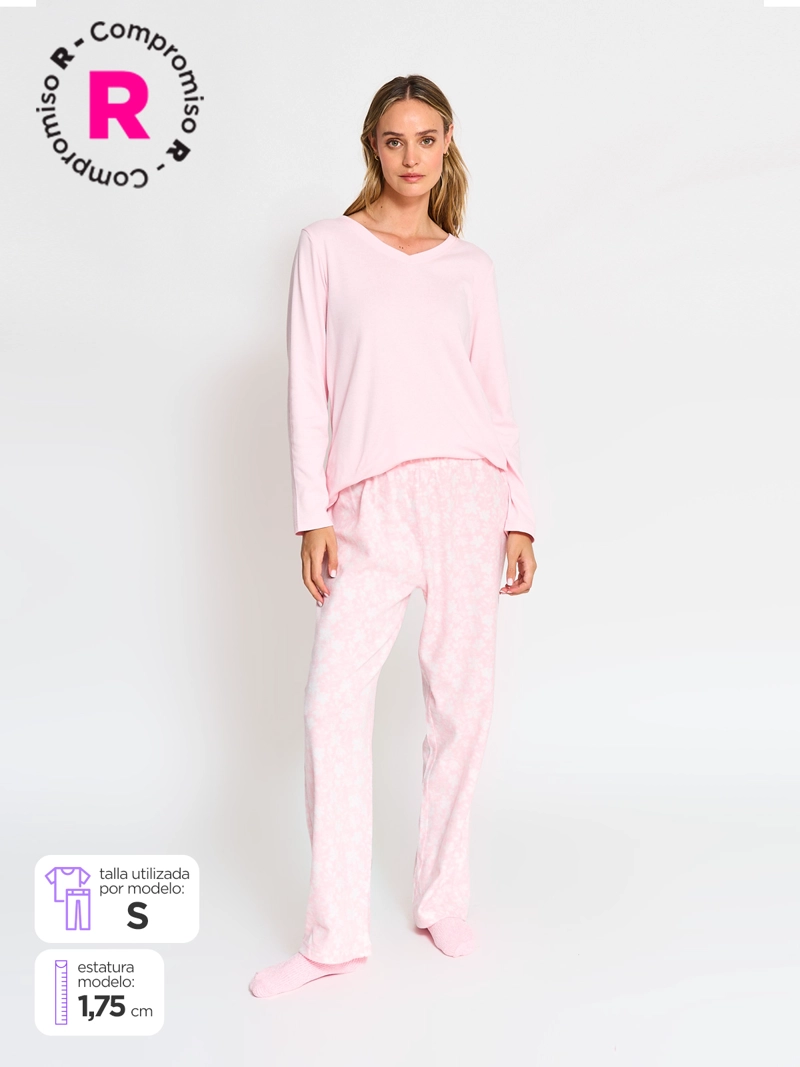 PIJAMA MANGA LARGA TOBILLERA MUJER AZIZ MOKA - 1