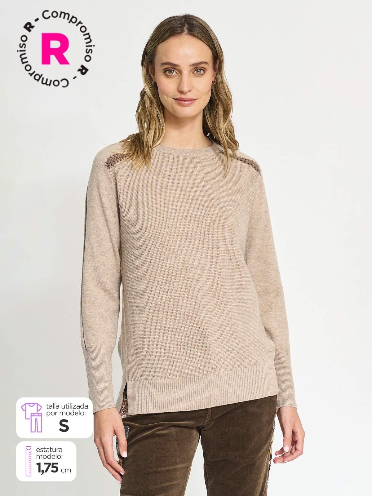 SWEATER MUJER TATIENNE CUELLO REDONDO MACRAMÉ - 1