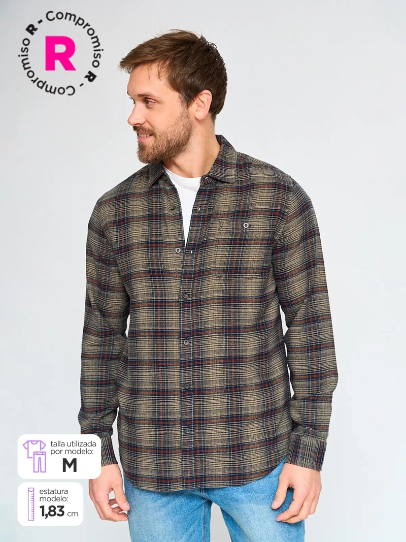 CAMISA MANGA LARGA ALGODÓN HOMBRE HALF ALON - 1