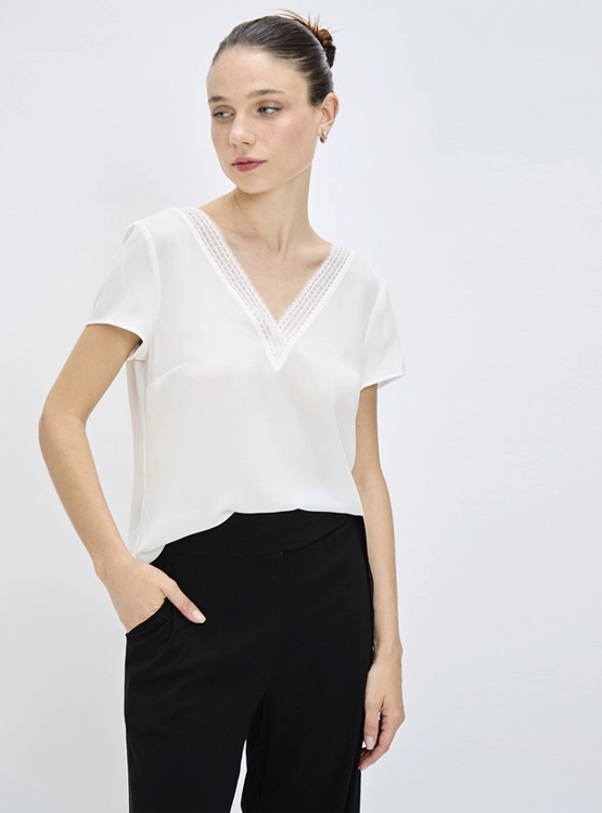 BLUSA MANGA CORTA MUJER IO MACRAMÉ