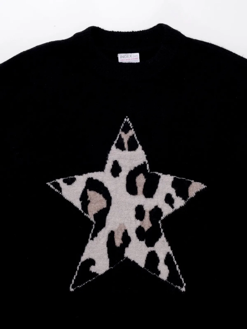 SWEATER NIÑA INDEX NEGRO ESTRELLA ANIMAL PRINT - 3