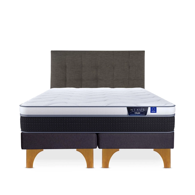 CAMA EUROPEA FLEX NEXUS BOX 2 PLAZAS + RESPALDO DESIGN - 1