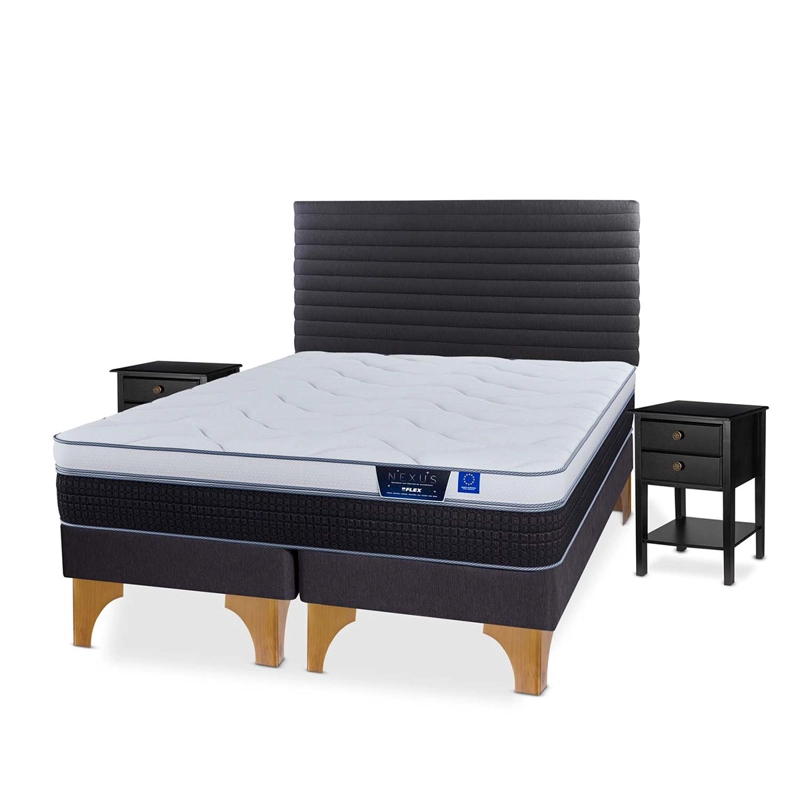 CAMA EUROPEA FLEX NEXUS KING + RESPALDO MODERN + VELADOR ROVER - 2