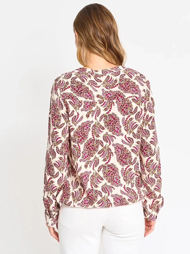 BLUSA MANGA LARGA MUJER AZIZ ESTAMPADA CUELLO MAO - 2