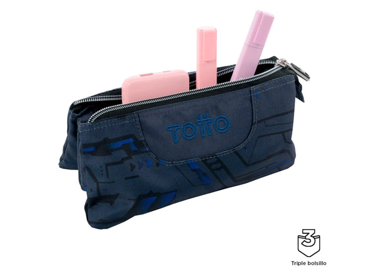 ESTUCHE TOTTO TABLERO GRIS ESTAMPADO - 3