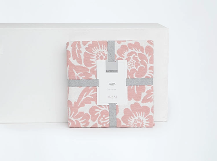 MANTA RIPLEY HOME CHENILLE JACQUARD FLORES 160 X 130 CM ROSA - 3