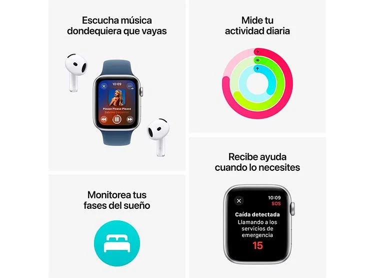APPLE WATCH SE (GPS) - ALUMINIO 40 MM BLANCO ESTELAR- CORREA DEPORTIVA BLANCO ESTELAR- S/M Blanco, foto 3
