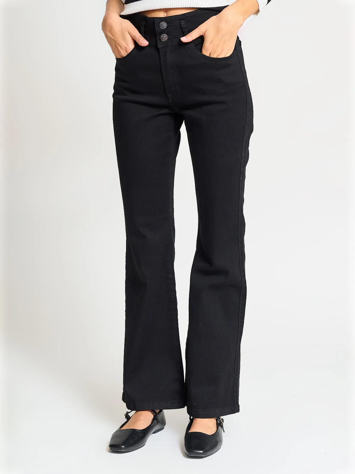JEANS ALGODÓN FLARE MUJER INDEX NEGRO - 2