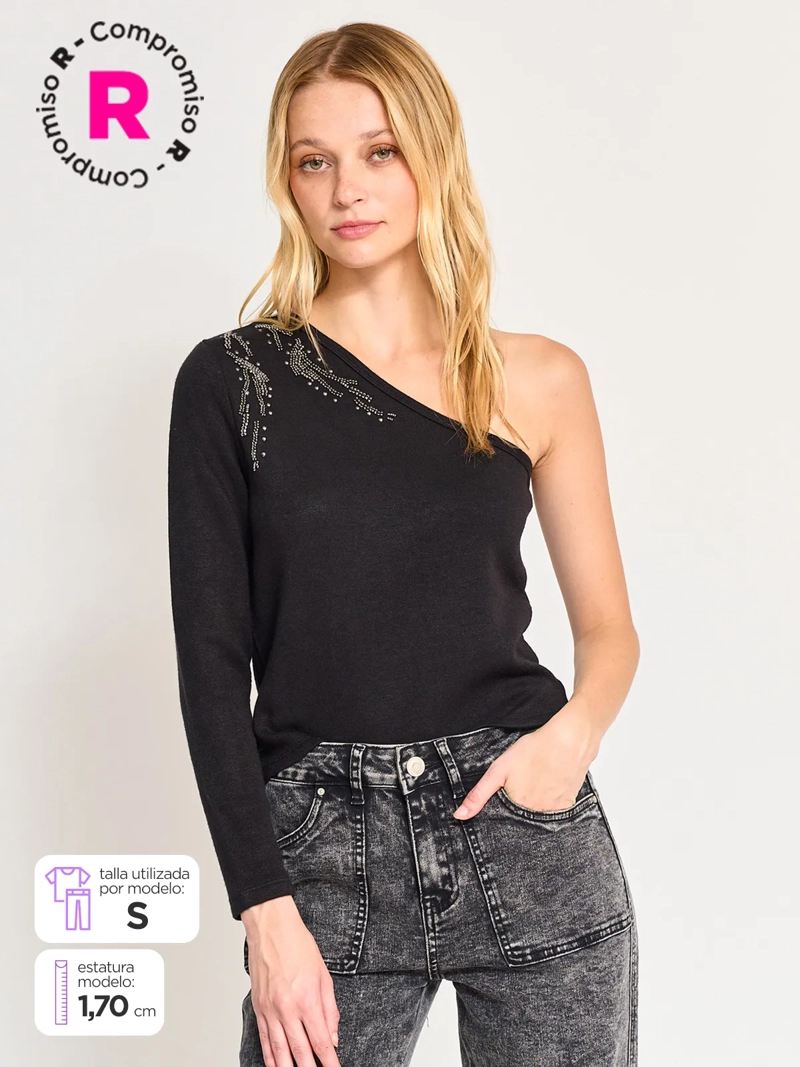 POLERA MANGA LARGA MUJER BARBADOS NEGRO - 1