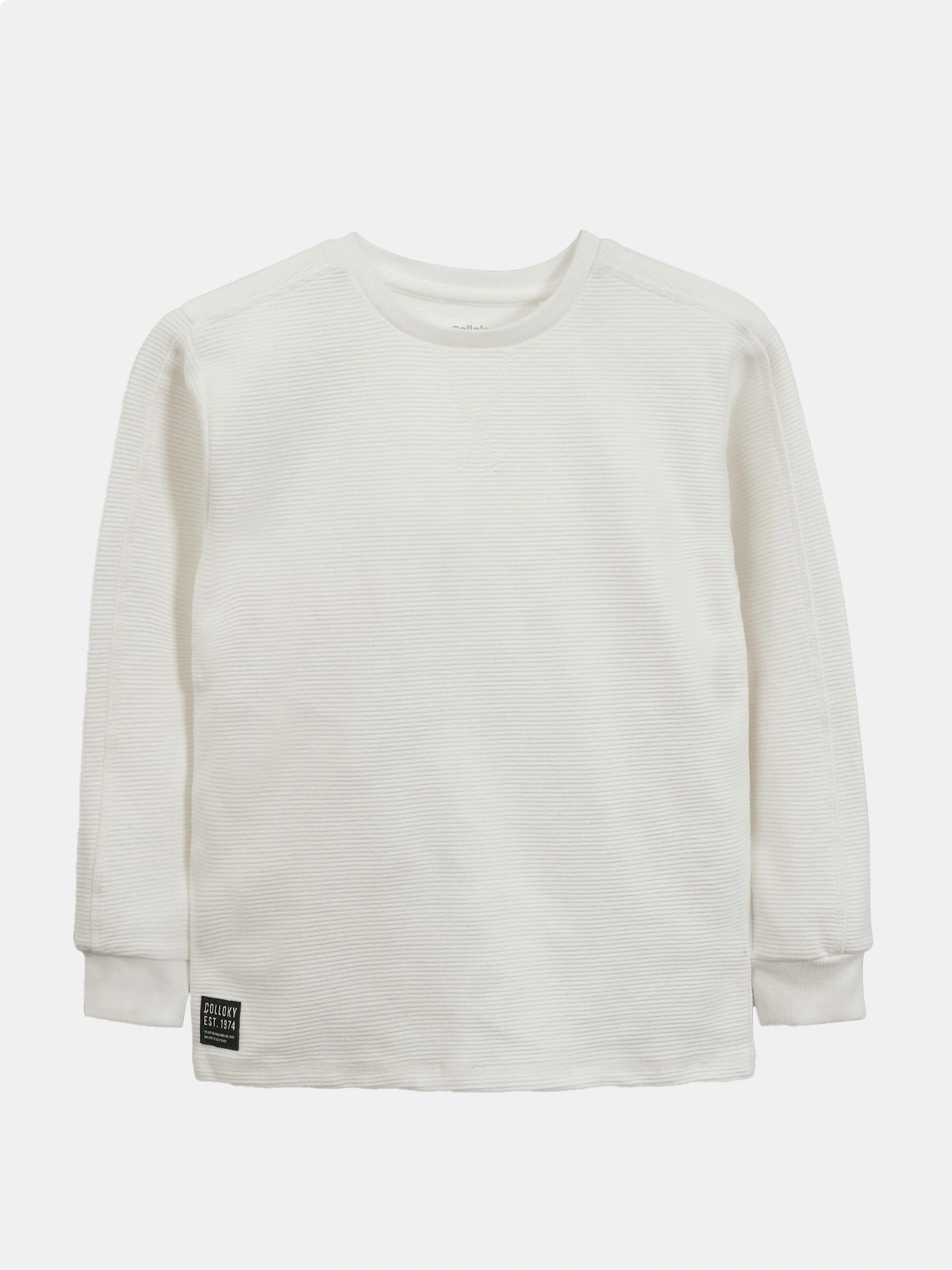 POLERA MANGA LARGA ALGODÓN NIÑO COLLOKY BLANCO TEXTURA - 1