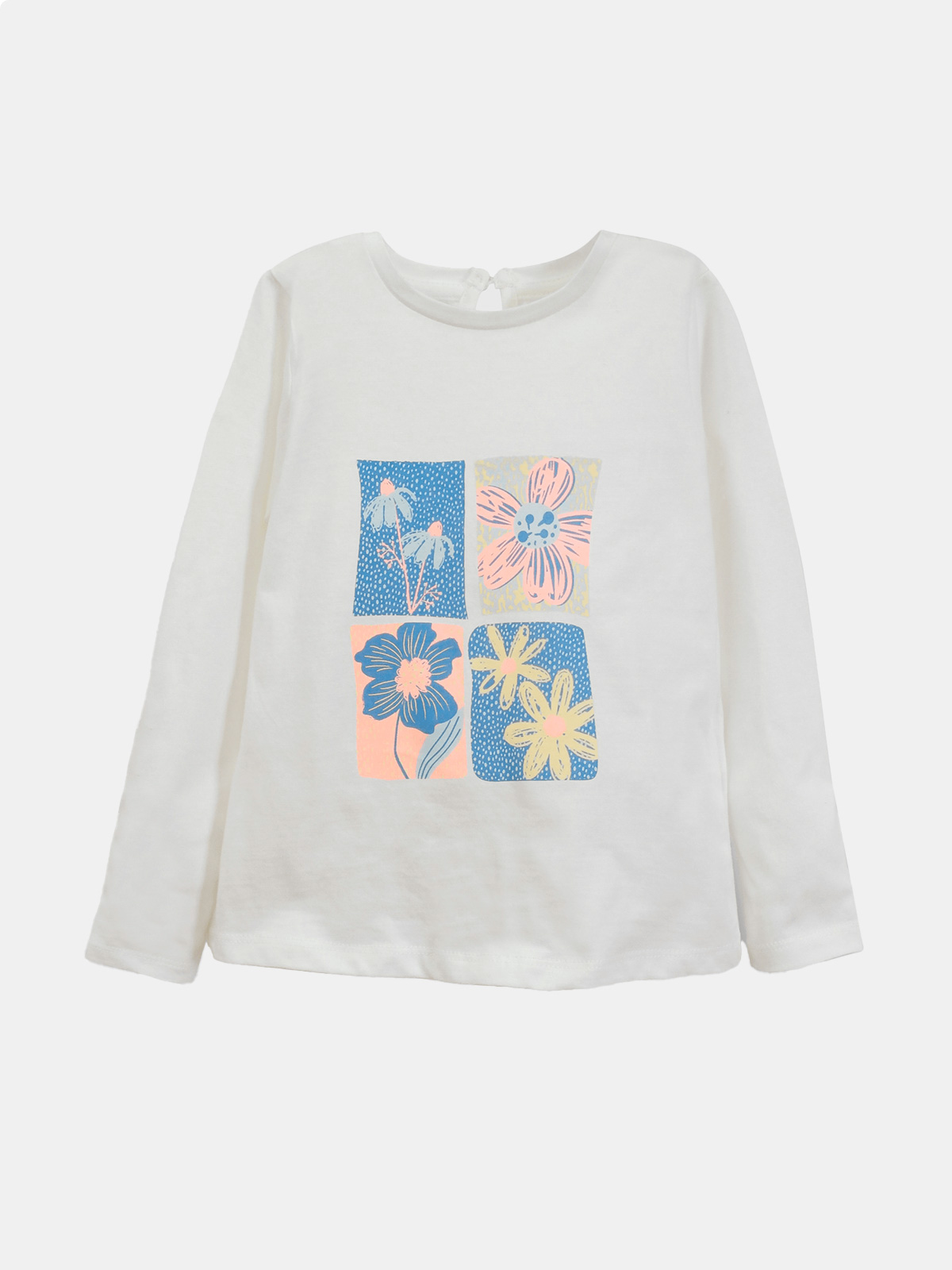 POLERA MANGA LARGA ALGODÓN NIÑA COLLOKY BLANCO FLORES - 1
