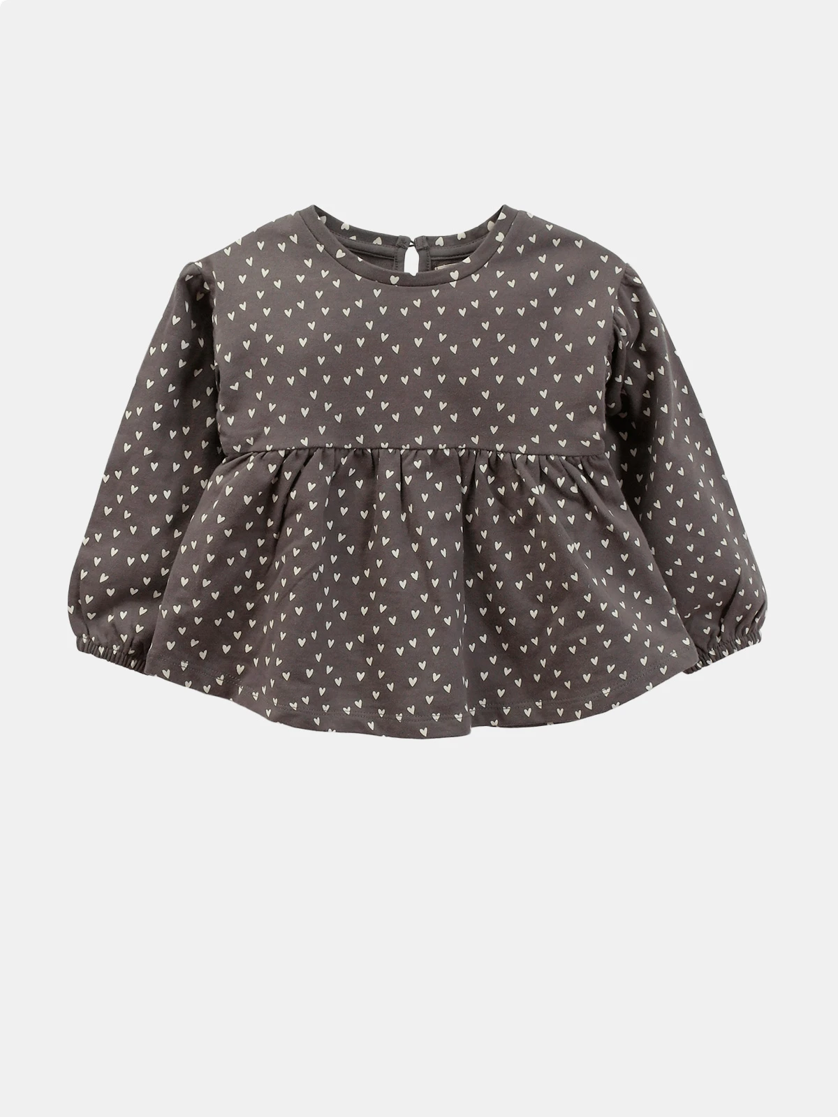 POLERA MANGA LARGA ALGODÓN NIÑA COLLOKY GRAFITO CORAZÓN - 1