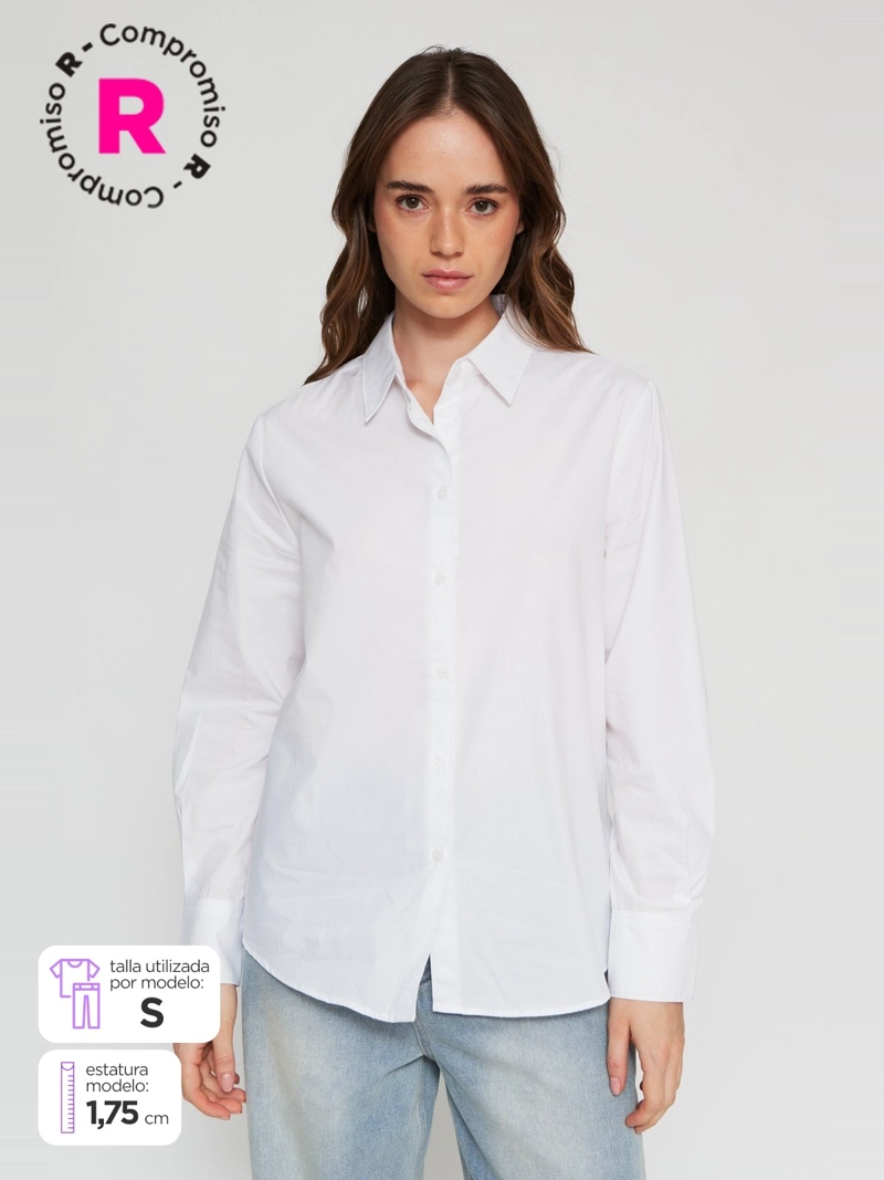 BLUSA MANGA LARGA ALGODÓN MUJER MARQUIS BLANCO CAMISERA