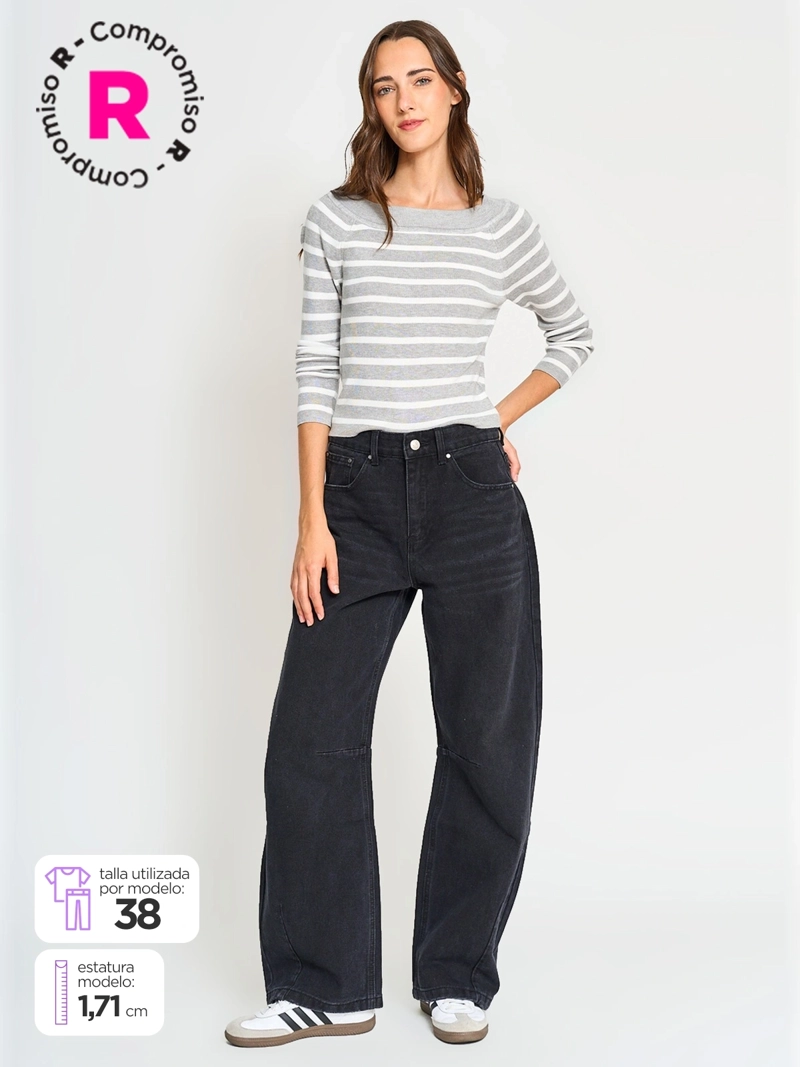 JEANS MUJER INDEX ALGODÓN BALLOON TIRO MEDIO - 1