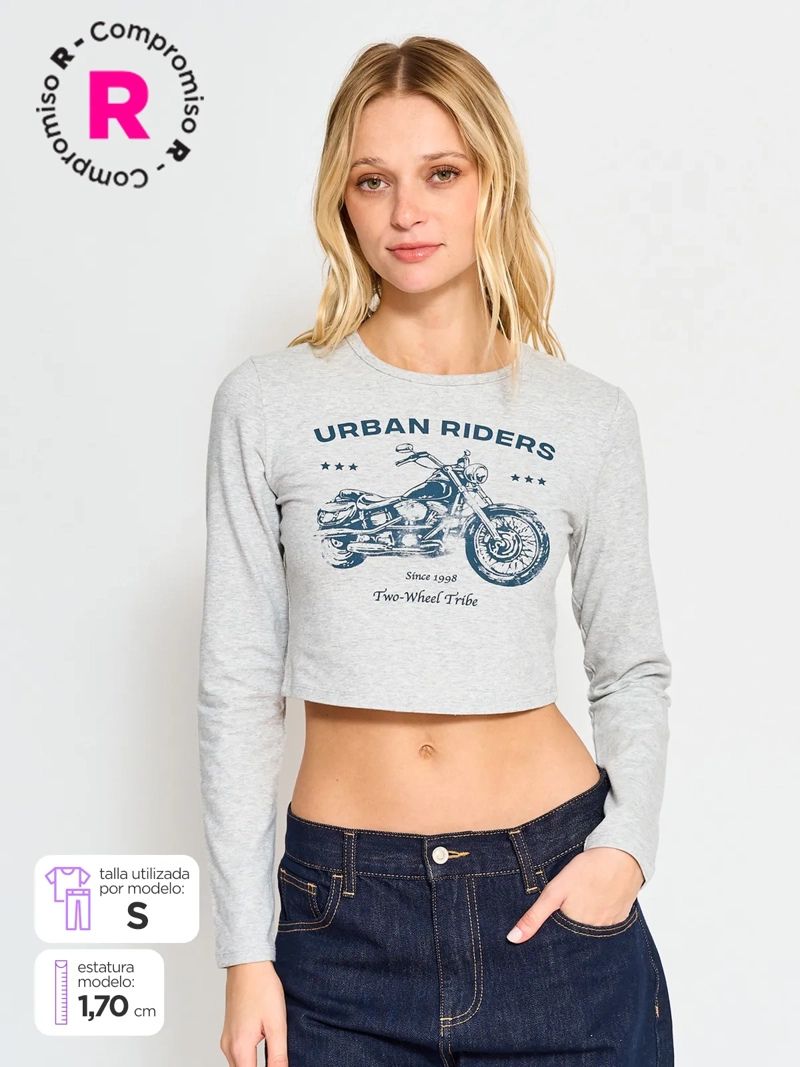 POLERA MANGA LARGA ALGODÓN MUJER INDEX ESTAMPADO - 1