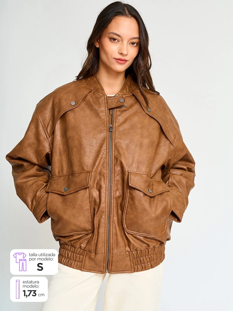CHAQUETA MUJER INDEX BOMBER EFECTO DESGASTADO