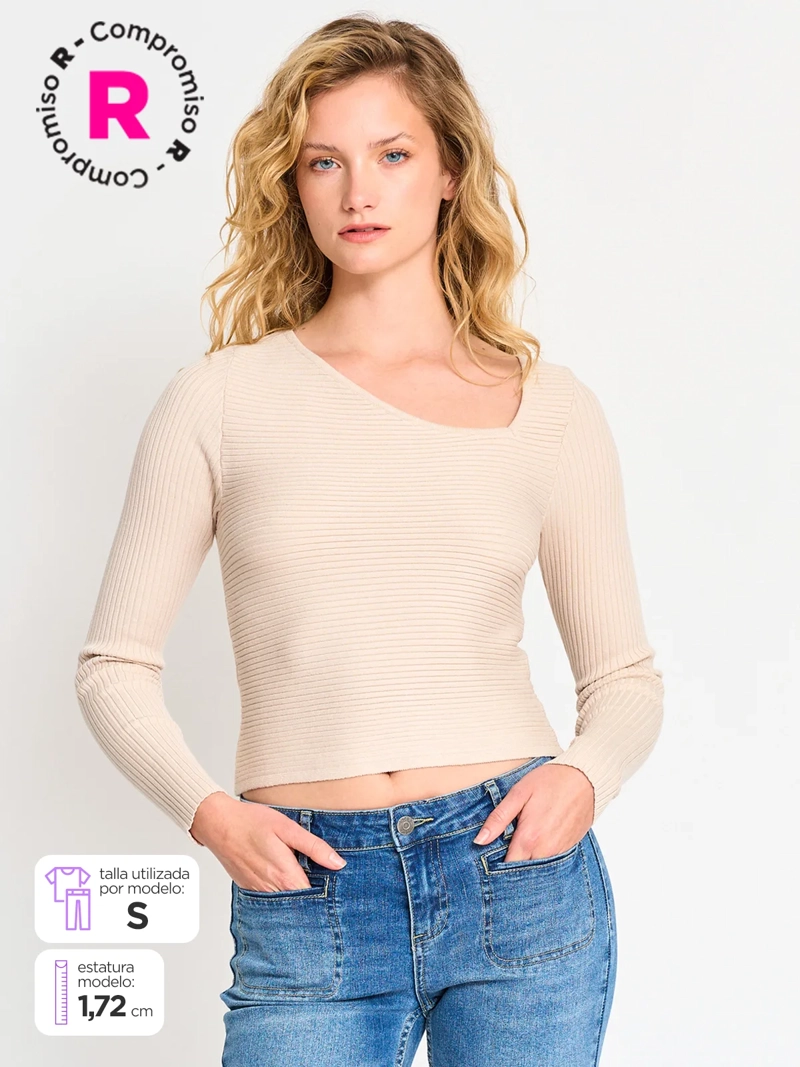 SWEATER MUJER INDEX ESCOTE ASIMÉTRICO - 1