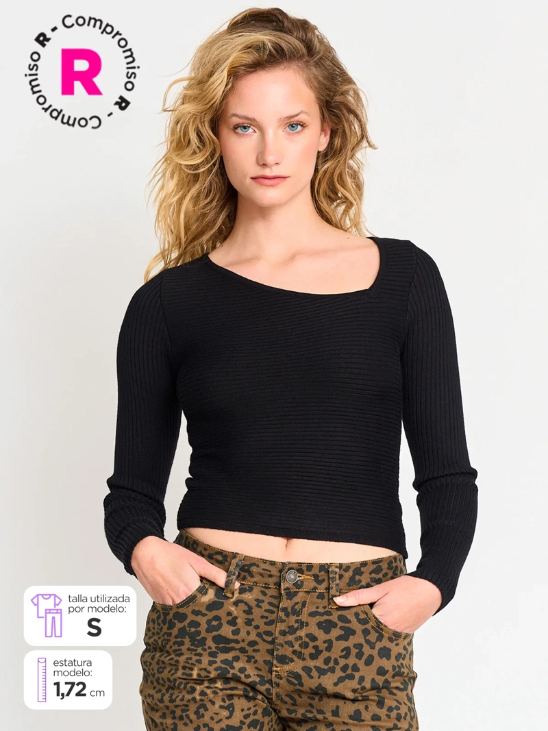 SWEATER MUJER INDEX ESCOTE ASIMÉTRICO - 1
