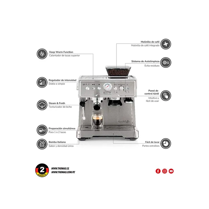 CAFETERA THOMAS HIDROPRESIÓN AUTOMÁTICA BARISTAKAFFEE TH-170EMI - 6