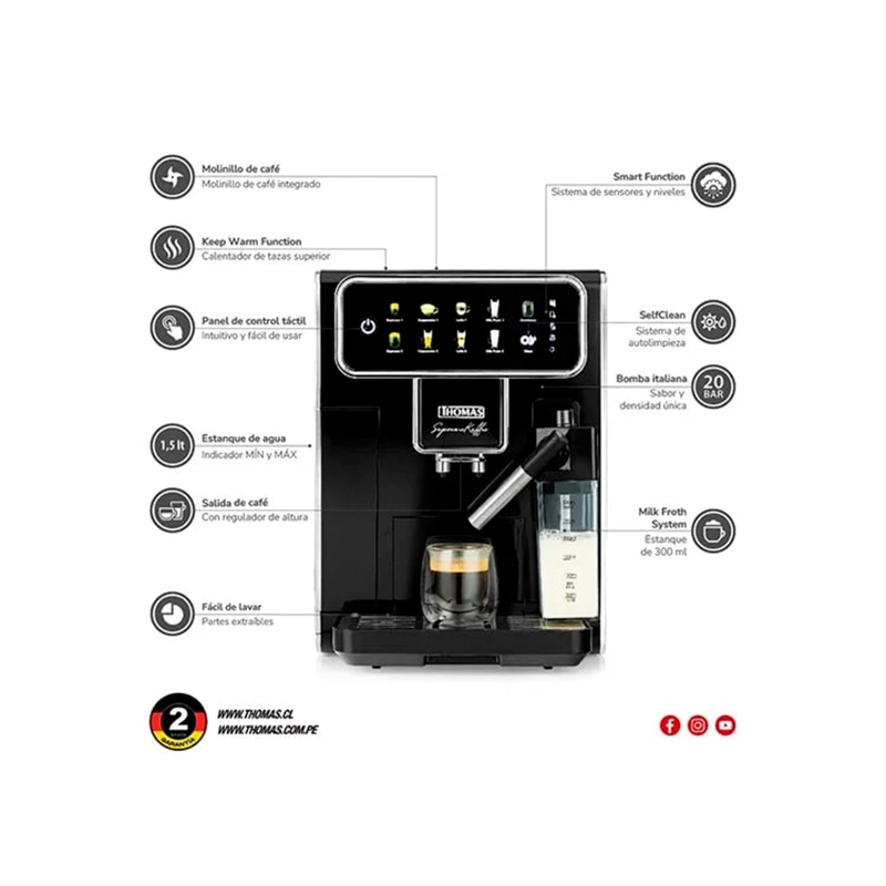 CAFETERA THOMAS HIDROPRESIÓN AUTOMÁTICA SUPREMAKAFFEE TH-175DEML - 6