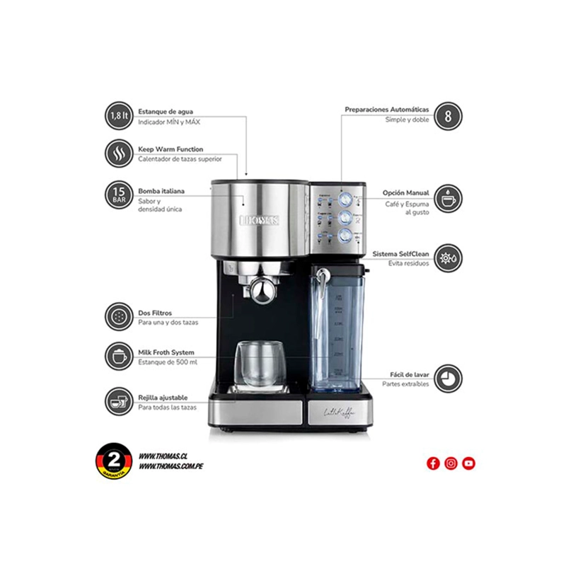 CAFETERA THOMAS HIDROPRESIÓN EXPRESSO LATEKAFFEE TH-160DELI - 7