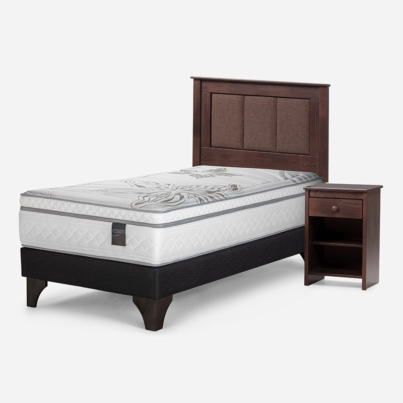 CAMA EUROPEA ROSEN ART 4 1.5 PLAZAS + SET RACHEL CHOCOLATE - 1