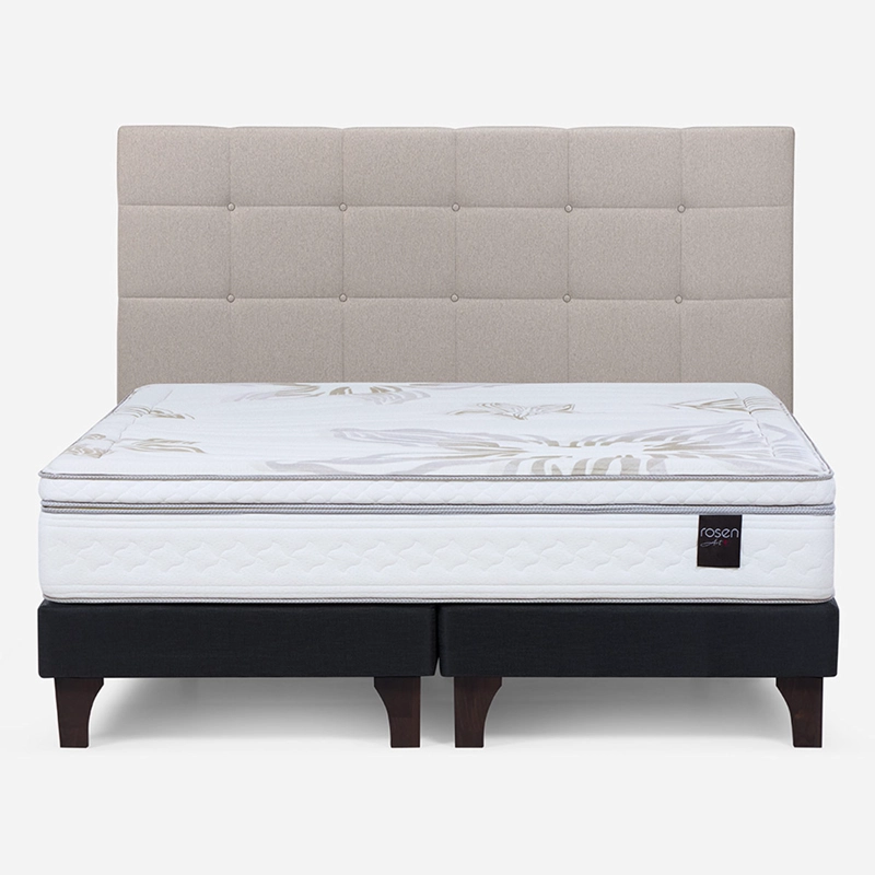CAMA EUROPEA ROSEN ART 4 SÚPER KING + RESPALDO ISSEY BEIGE - 1