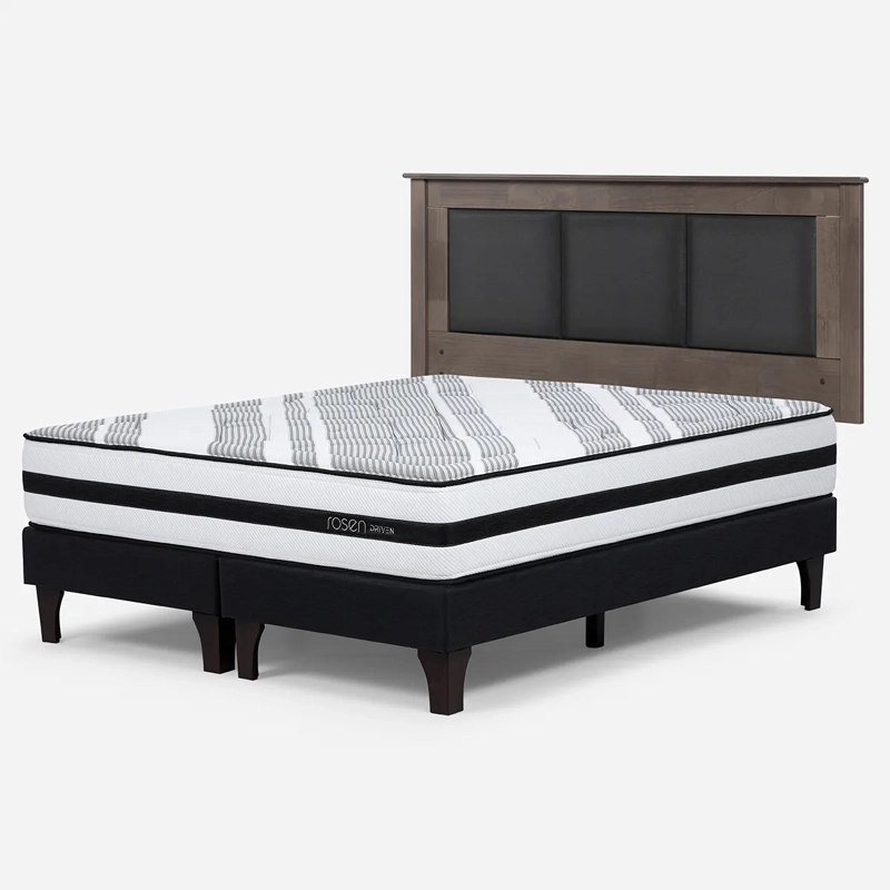 JUEGO DORMITORIO ROSEN 2 PLAZAS B/D + RESPALDO RACHEL GRIS DRIVEN - 2