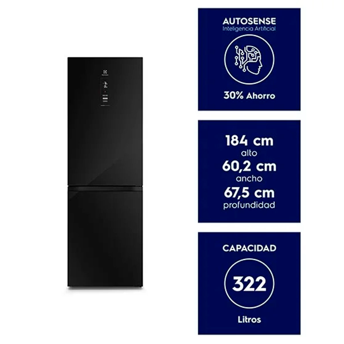 REFRIGERADOR BOTTOM FREEZER ELECTROLUX DB60GE 323L NO FROST NEGRO - 7