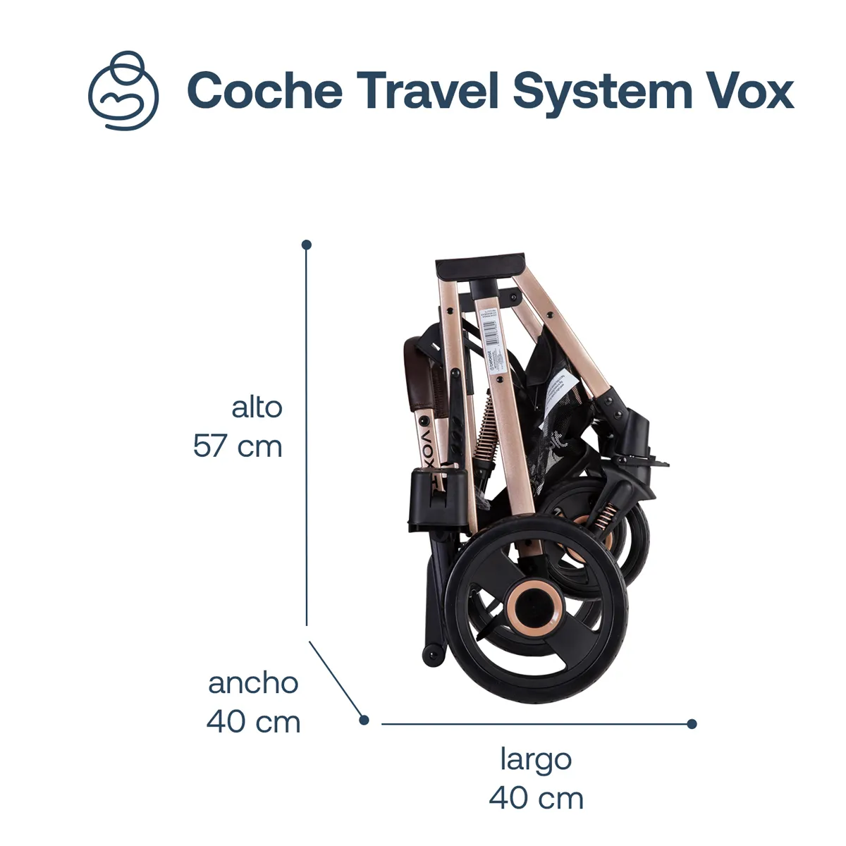 COCHE CUNA PASEO BEBE VOX GOLD NEGRO BEBESIT - 6