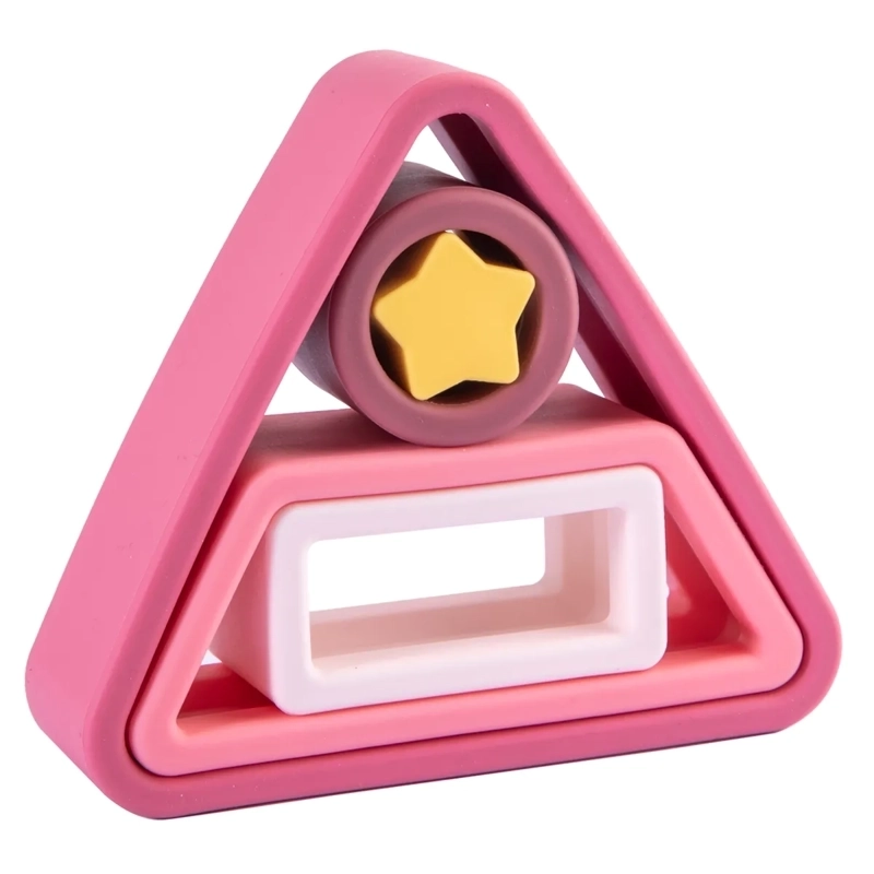 JUGUETE DE SILICONA BEBESIT ROSA FIGURAS GEOMÉTRICAS - 1