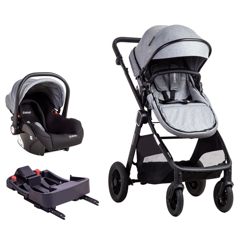 COCHE CUNA TRAVEL SYSTEM ISOFIX SUNSET PREMIUM CON BASE GRIS - 1