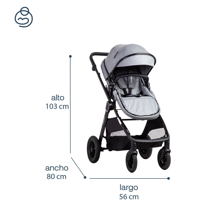 COCHE CUNA TRAVEL SYSTEM ISOFIX SUNSET PREMIUM CON BASE GRIS - 4