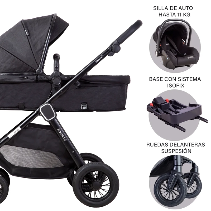 COCHE CUNA TRAVEL SYSTEM ISOFIX SUNSET PREMIUM CON BASE - 2