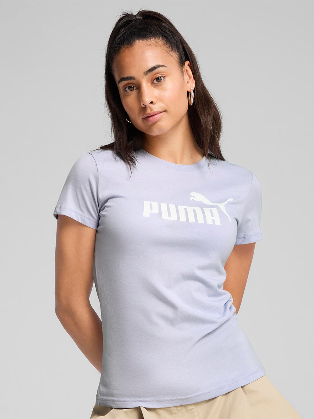 POLERA MUJER PUMA 682371 ALGODÓN MORADO MANGA CORTA ESS NO.1