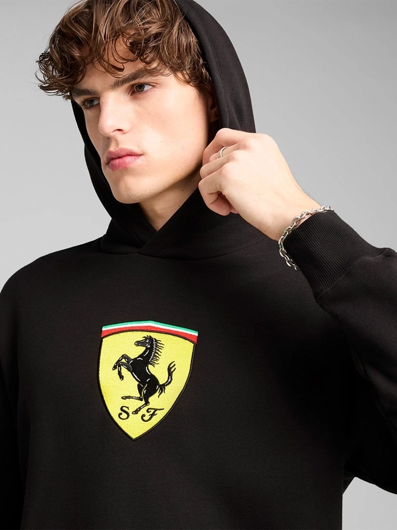 POLERÓN CON CAPUCHA HOMBRE PUMA 630192 NEGRO SCUDERIA FERRARI RACE BIG SHIELD - 3