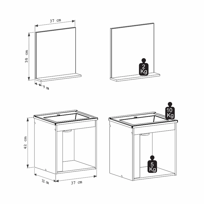 VANITORIO AÉREO VEKKA HOME ONIX CON ESPEJO NEGRO - 6