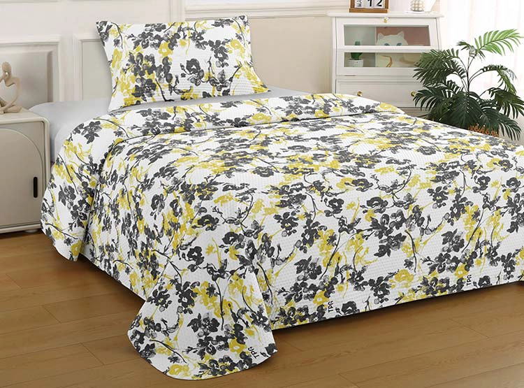 QUILT ILLUSIONS BRUSELAS 1.5 PLAZAS AMARILLO ESTAMPADO - 1