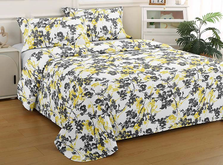 QUILT ILLUSIONS BRUSELAS KING AMARILLO ESTAMPADO - 1