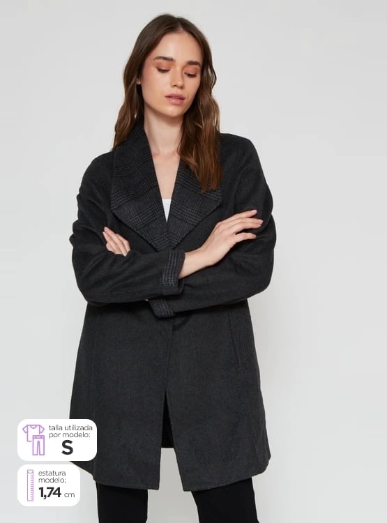 ABRIGO MUJER CACHAREL LANA SOLAPA CRUZADA - 1